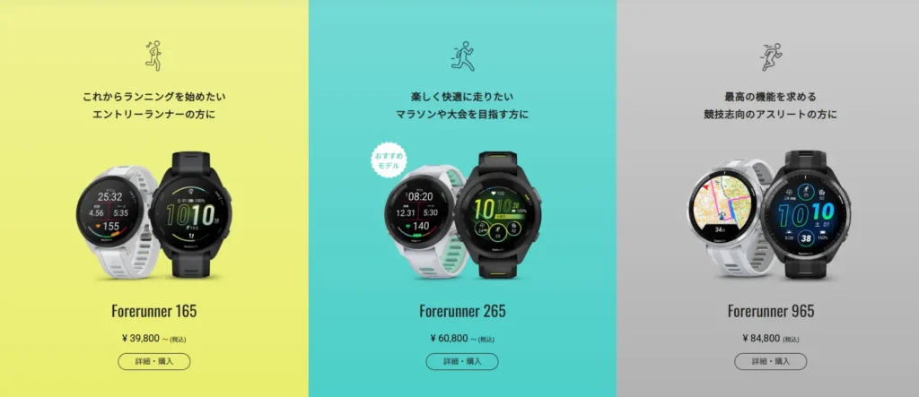 モデル概要｜Forerunner 165と265の基本情報を整理