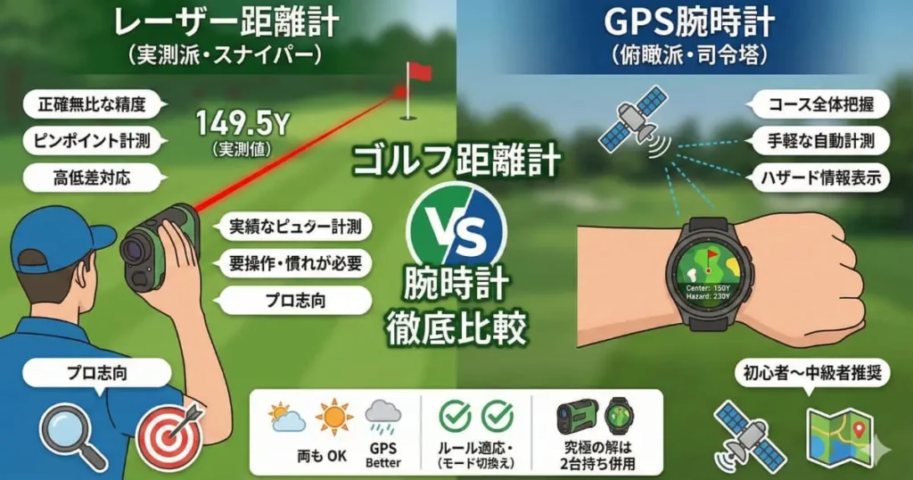 ゴルフ距離計と腕時計はどっち?徹底比較