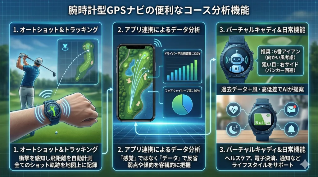 腕時計型GPSナビの便利なコース分析機能