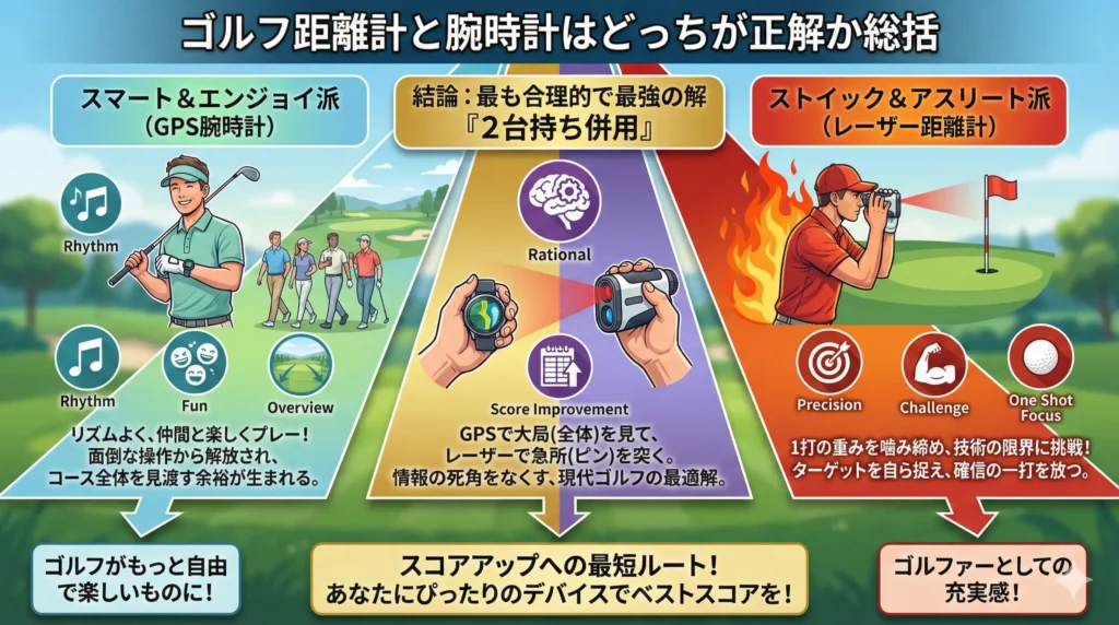 ゴルフ距離計と腕時計はどっちが正解か総括