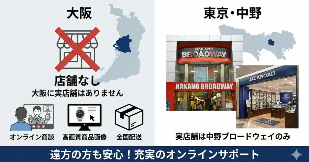 ジャックロードの大阪店舗の有無を確認