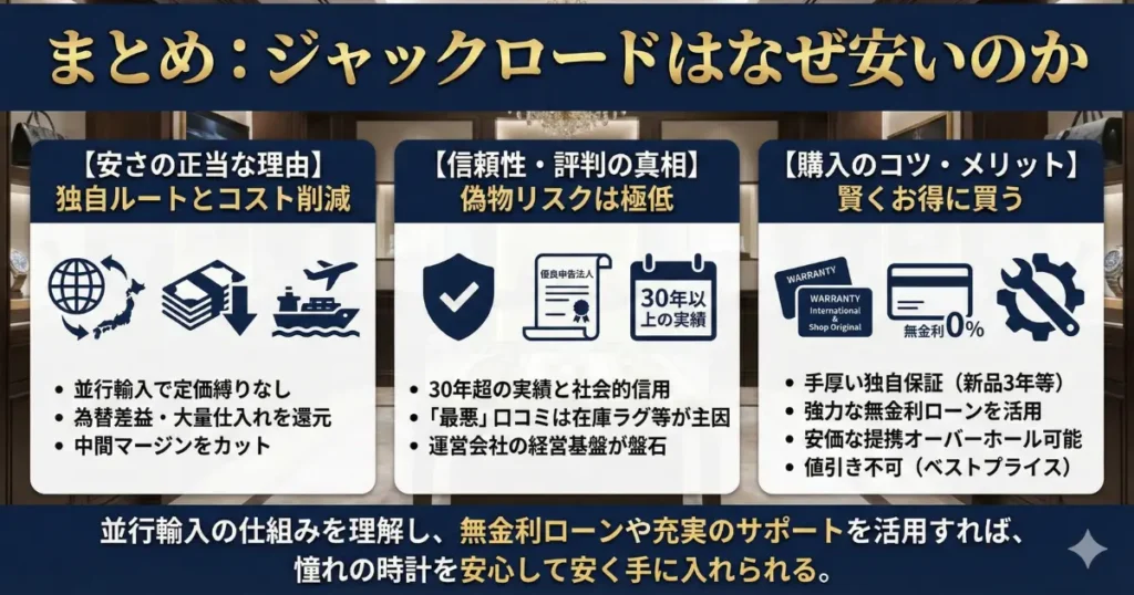 まとめ:ジャックロードはなぜ安いのか