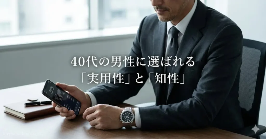 40代男性のビジネスシーンにマッチする実用的なエディフィスの着用図