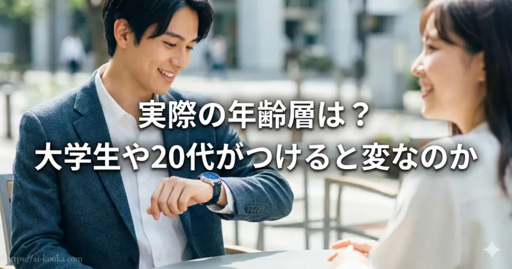セイコープレサージュは大学生や20代の若い年齢層が着用しても自然で好印象であることを示すイメージ画像。