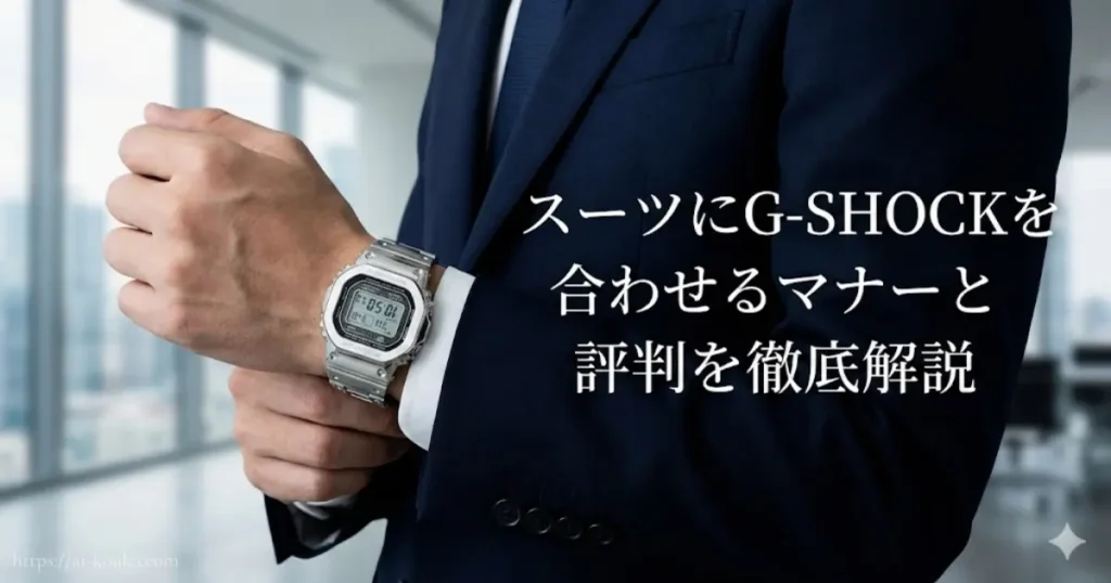 スーツにフルメタルG-SHOCKを合わせたマナーと評判の解説画像