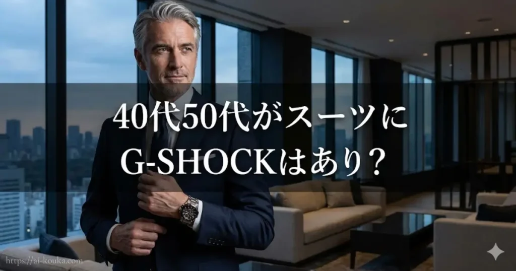 40代50代がスーツにG-SHOCKを合わせる際の着用イメージ画像