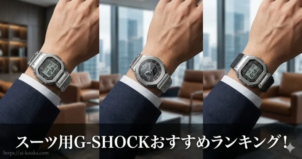 スーツ用G-SHOCKおすすめモデル3選の着用比較イメージ画像