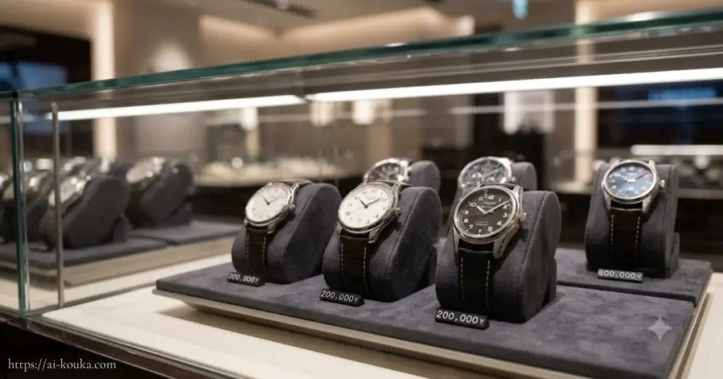 20-50万円台のロンジン時計ディスプレイ