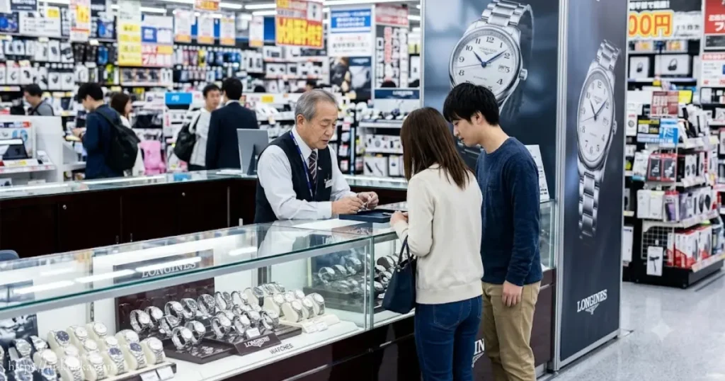日本の家電量販店の高級時計売り場